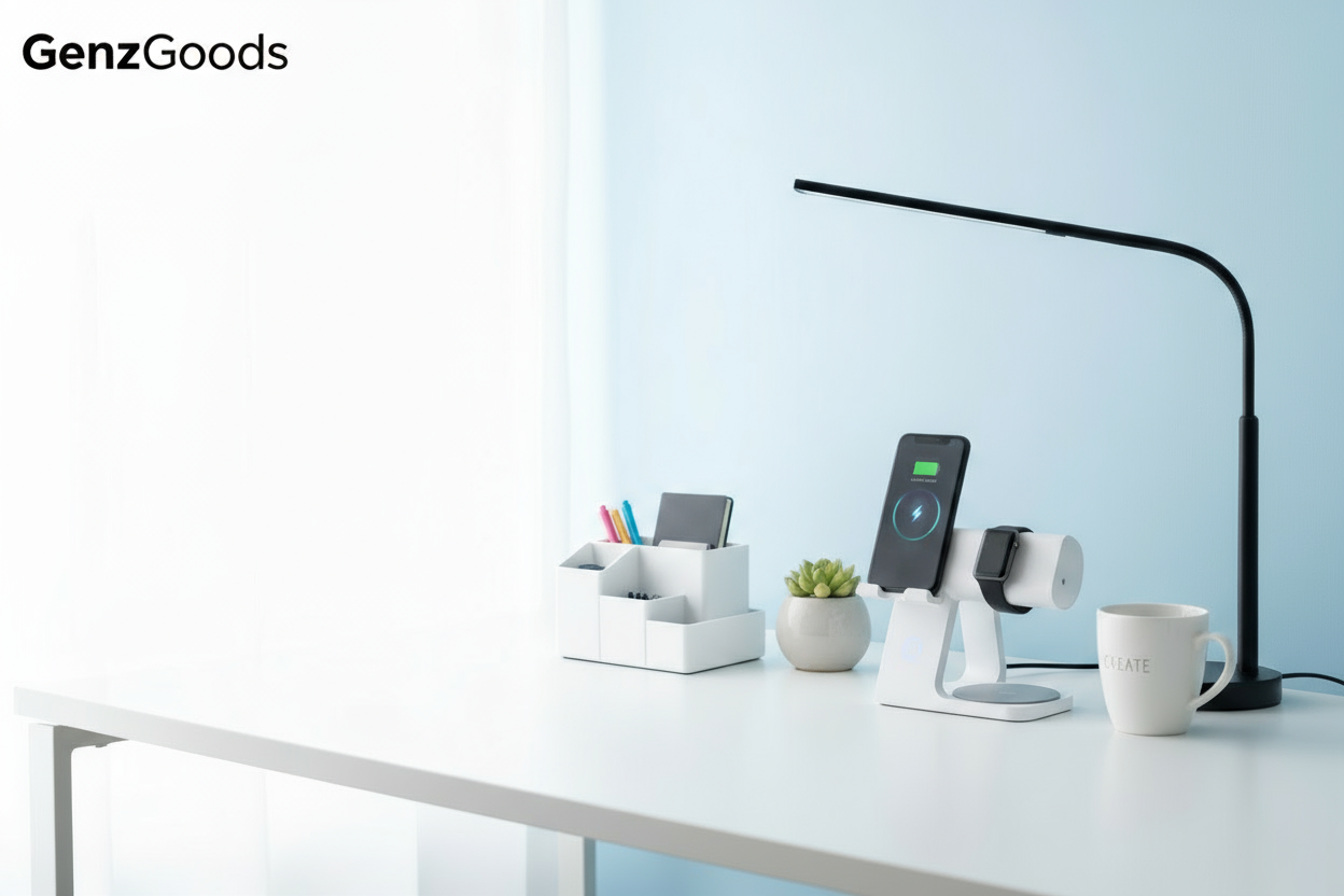 Modern desk workspace banner for GenzGoods